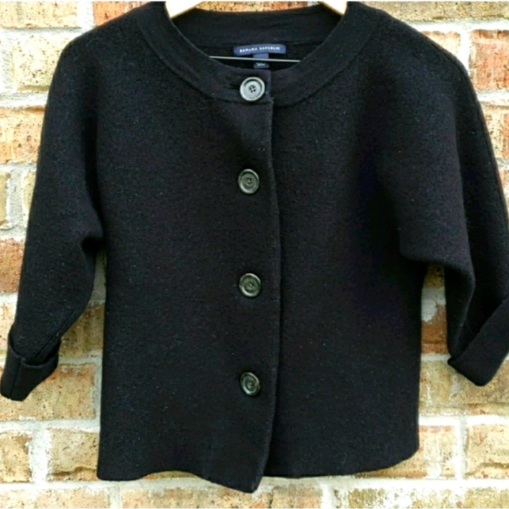 Banana republic black wool sweater cardigan button down